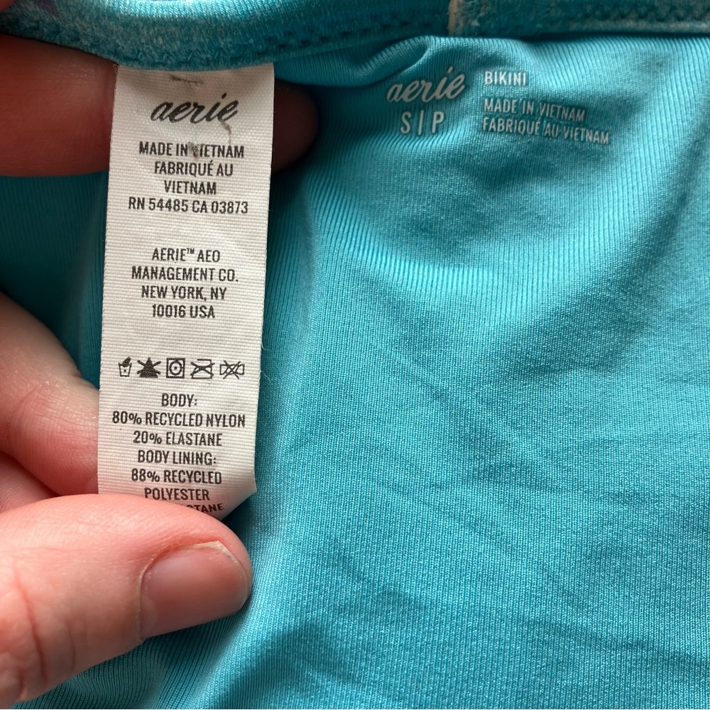 Aerie Blue Floral Printed Ruffle Wrap Bikini Set in Tidal Blue size Small - Picture 7 of 11